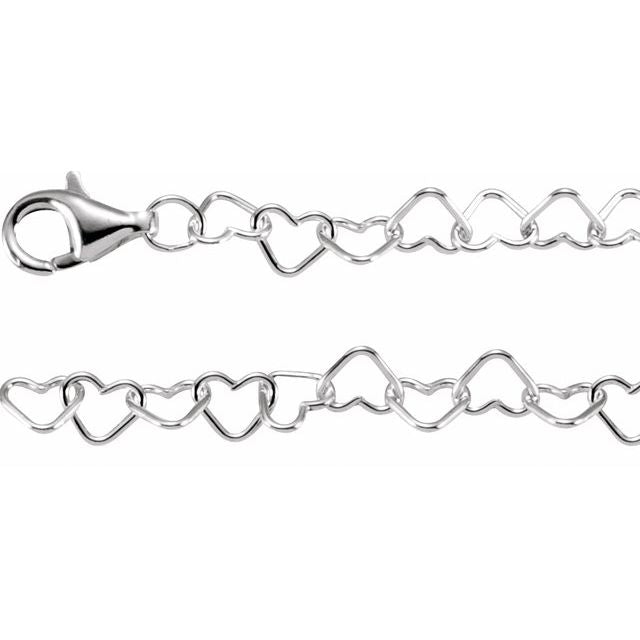 Sterling Silver 4.5 mm Heart 20' Chain