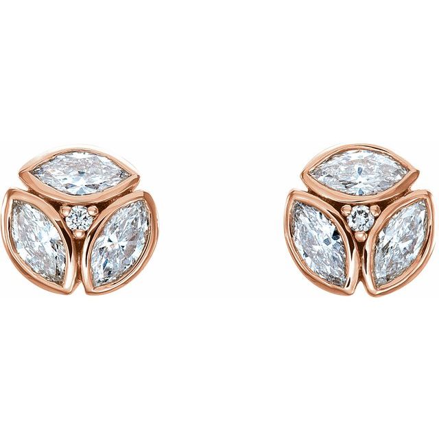 14k Rose 1/2 Ctw Natural Diamond Earrings