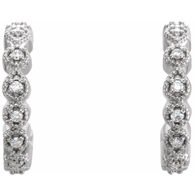 14k White .08 Ctw Natural Diamond 11.2 Mm Hoop Earrings
