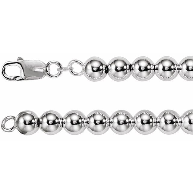 Sterling Silver 8 mm Bead 7' Chain