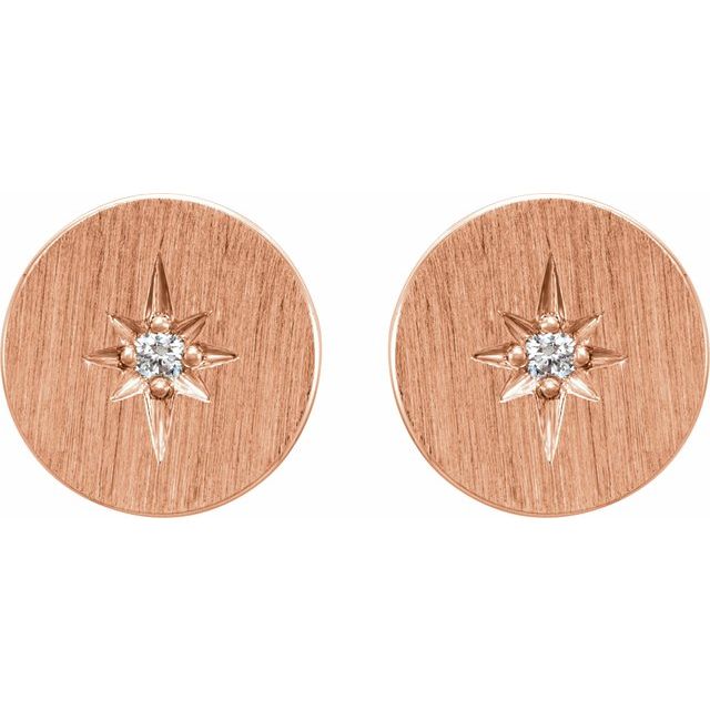 14k Rose .02 Ctw Natural Diamond Earrings