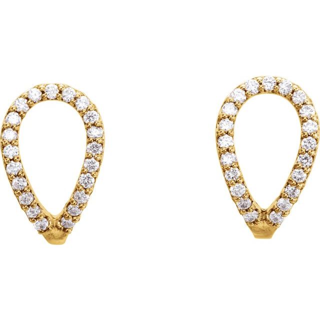 14k Yellow 1/5 Ctw Natural Diamond Geometric J-hoop Earrings