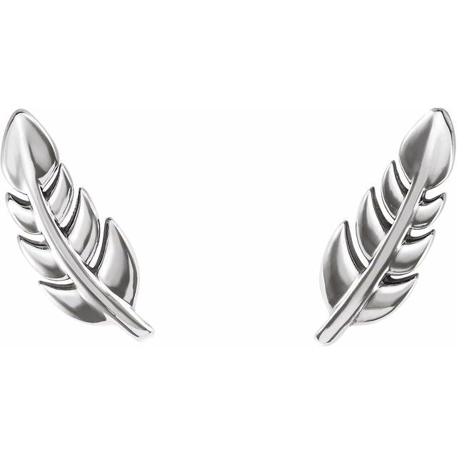 14k White Leaf Earrings