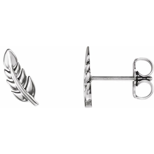14k White Leaf Earrings