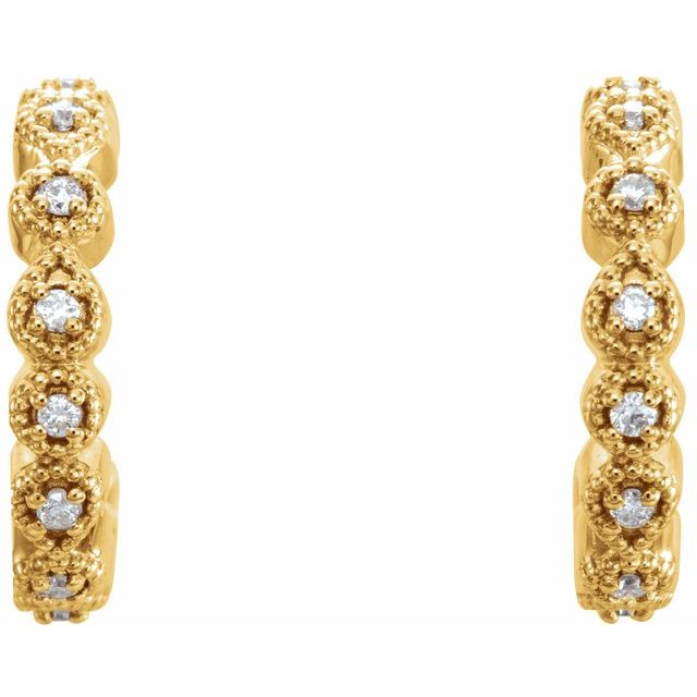 14k Yellow .08 Ctw Natural Diamond 11.2 Mm Hoop Earrings