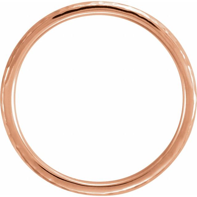 14k Rose 2 Mm Half Round Hammered Comfort-fit Band Size 7