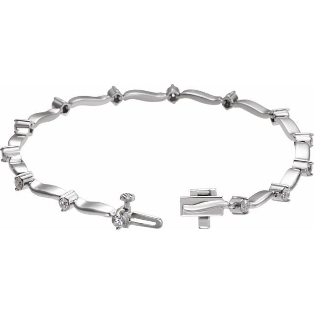 14K White 1 CTW Natural Diamond Line 7' Bracelet