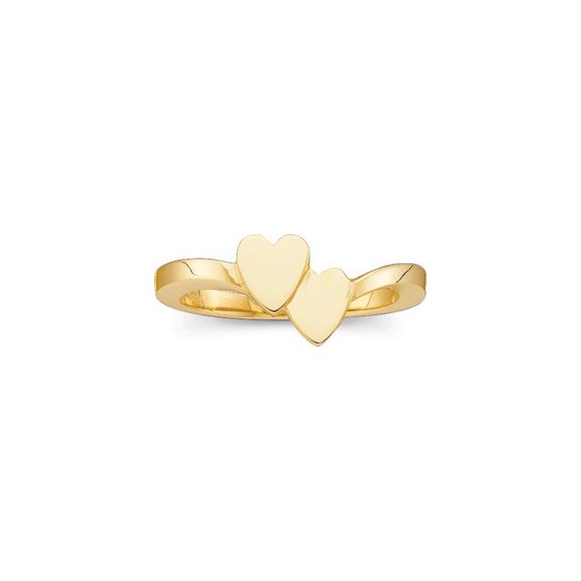 14K Yellow 10x9 mm Double Heart Signet Ring