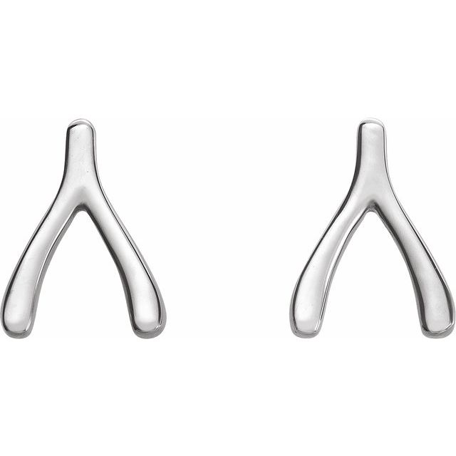 14k White Wishbone Earrings