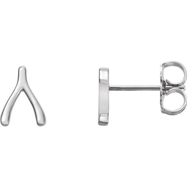 14k White Wishbone Earrings