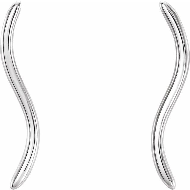 14k White Wavy Ear Climbers
