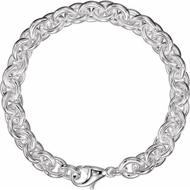 Sterling Silver 9 Mm Round Cable 8' Chain