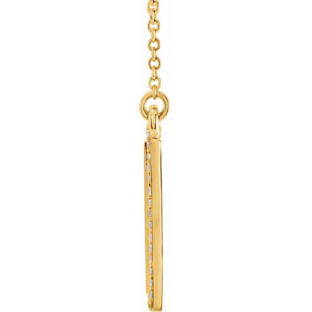 14k Yellow 1/8 Ctw Natural Diamond Engravable Rectangle 18' Necklace