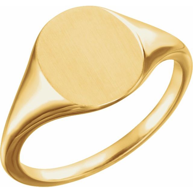 18K Yellow 11x9 mm Oval Signet Ring