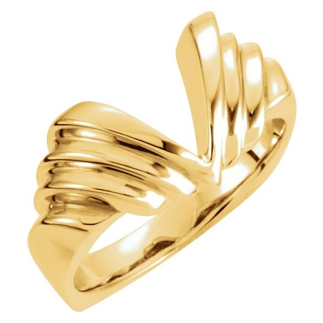 14K Yellow Freeform V Ring