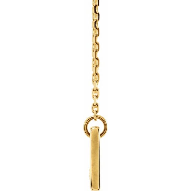 14k Yellow .03 Ct Natural Diamond Engravable Bar 17' Necklace
