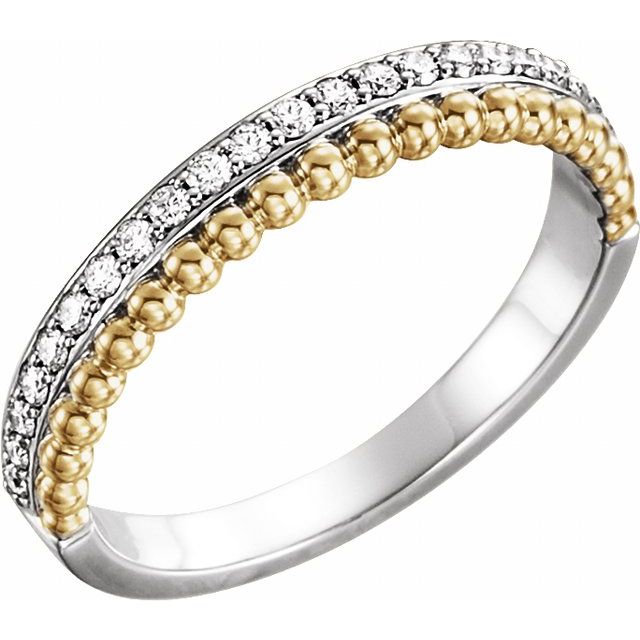 14k White/yellow 1/5 Ctw Natural Diamond Beaded Ring