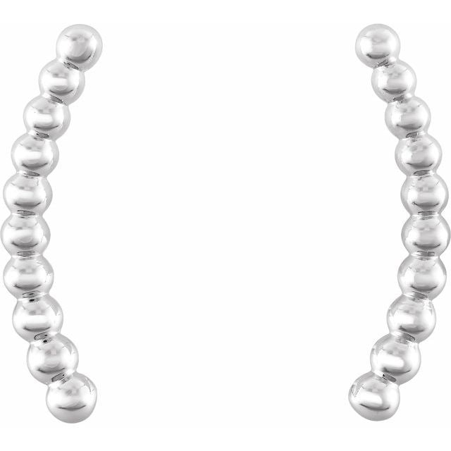 14k White Beaded Ear Climbers