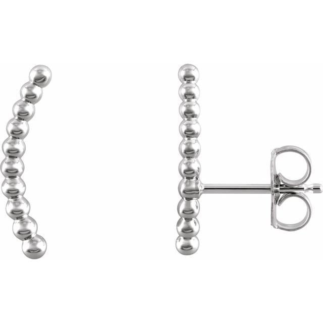 14k White Beaded Ear Climbers
