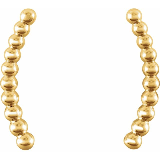 14k Yellow Beaded Ear Climbers