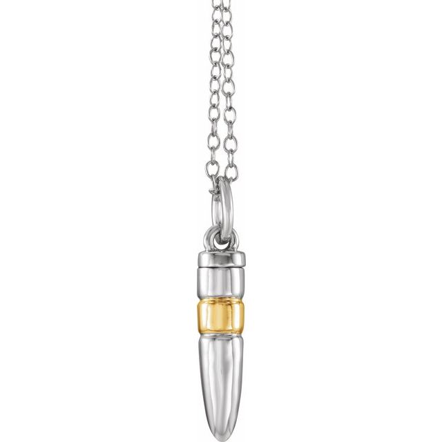 Sterling Silver 14k Yellow Gold-plated Bullet Ash Holder 18' Necklace