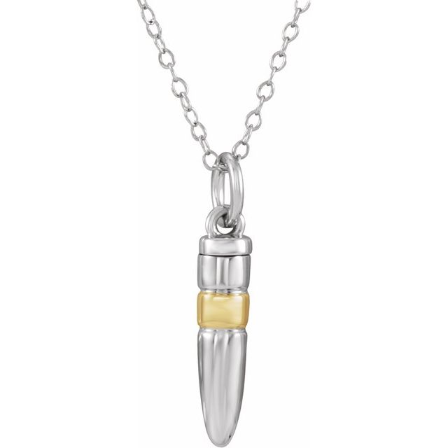 Sterling Silver 14k Yellow Gold-plated Bullet Ash Holder 18' Necklace