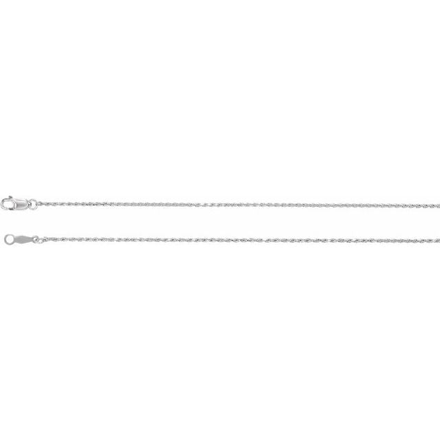 14K White 1 mm Diamond-Cut Rope 18' Chain