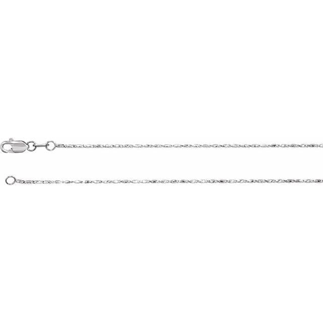 14K White 1 mm Raso 18' Chain