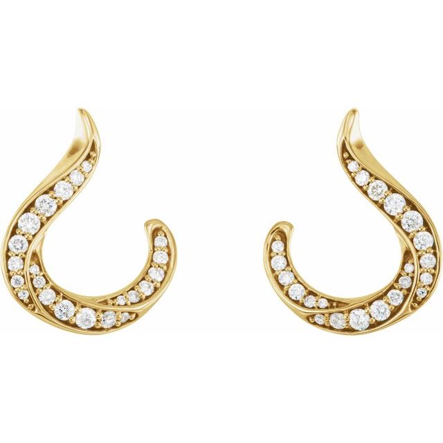 14k Yellow 3/8 Ctw Natural Diamond Freeform Earrings