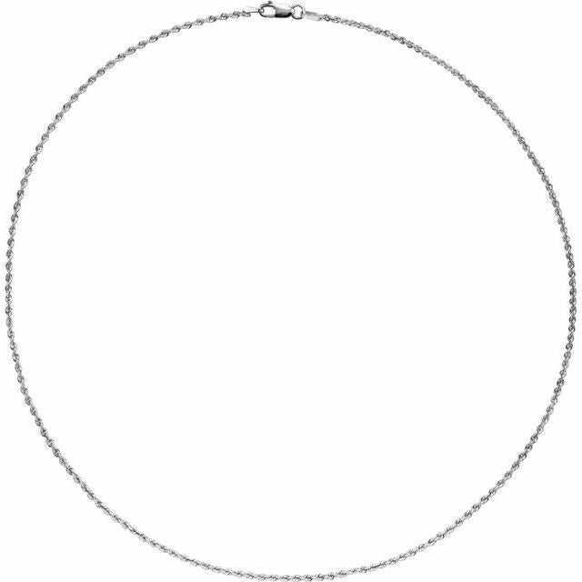 14K White 1.5 mm Rope 7' Chain