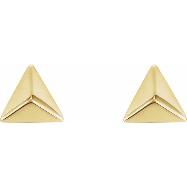 14k Yellow Pyramid Earrings