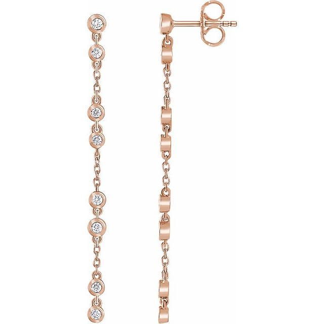 14k Rose 1/3 Ctw Natural Diamond Chain Earrings