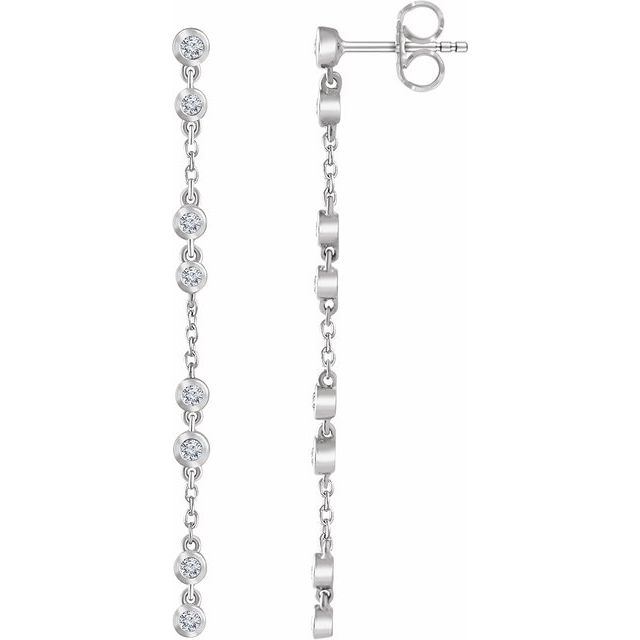 14k White 1/3 Ctw Natural Diamond Chain Earrings