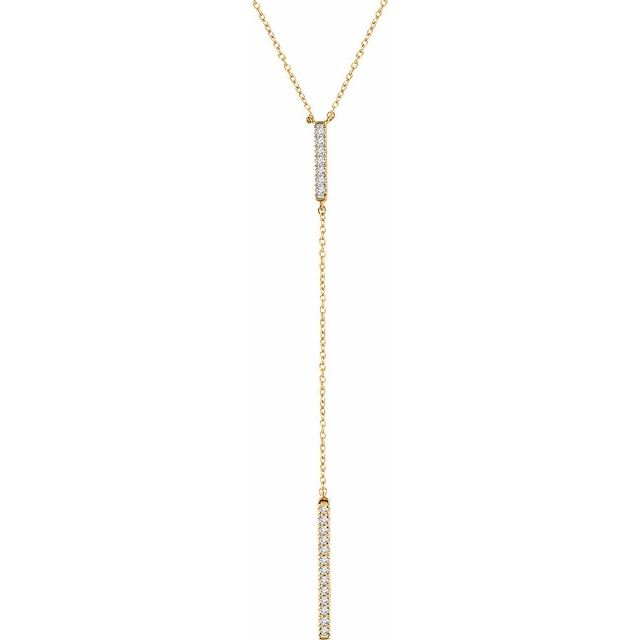 14k Yellow  1/5 Ctw Natural Diamond Bar 16-18'  Y Necklace