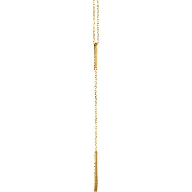 14k Yellow  1/5 Ctw Natural Diamond Bar 16-18'  Y Necklace