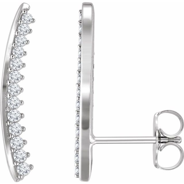 14k White 1/3 Ctw Natural Diamond Ear Climbers