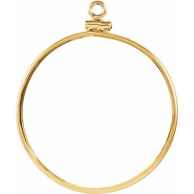 14K Yellow Coin Frame Bezel Dangle for 32.7x2.7 mm Coin