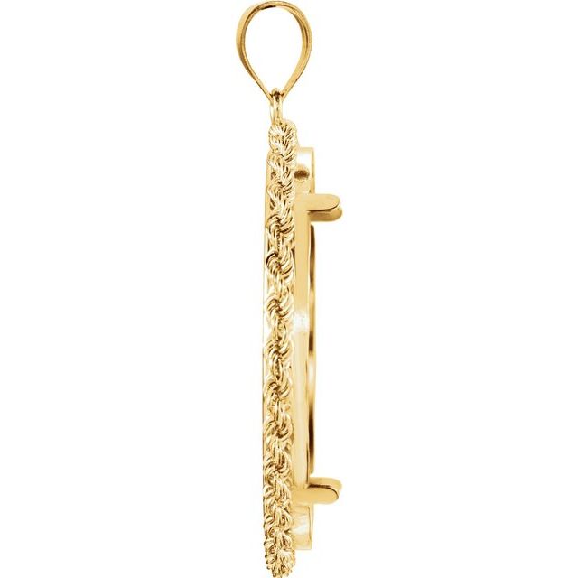 14K Yellow Coin Frame Bezel Pendant Mounting for 32.7x2.7 mm Coin