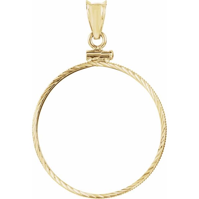 14K Yellow Coin Frame Bezel Pendant Mounting for 27x2 mm Coin