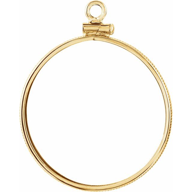 14K Yellow Coin Frame Bezel Dangle for 27x2.2 mm Coin