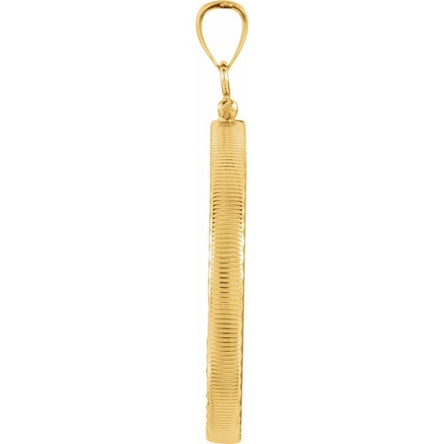 14k Yellow Coin Frame Bezel Pendant Mounting For 32.7x2.7 Mm Coin