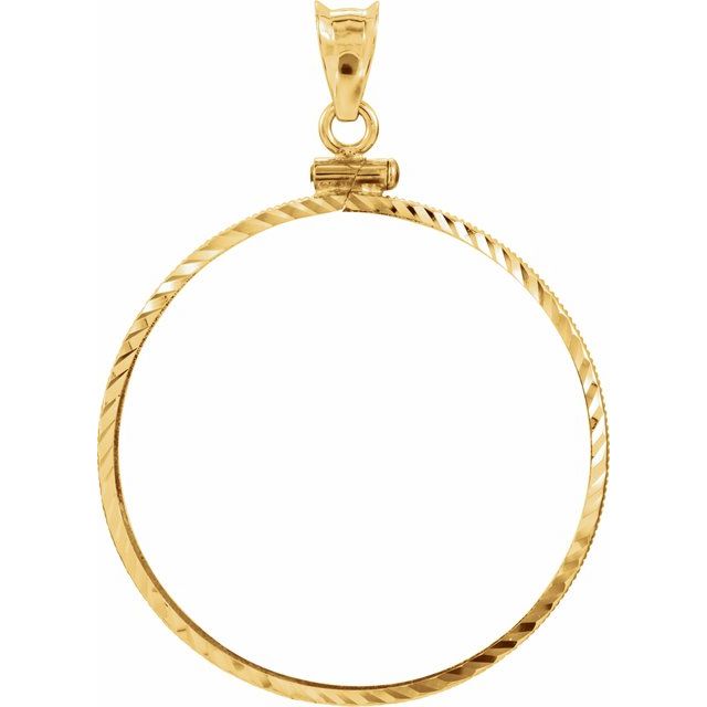 14k Yellow Coin Frame Bezel Pendant Mounting For 32.7x2.7 Mm Coin