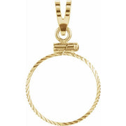 14K Yellow Coin Frame Bezel Pendant Mounting for 16.5x1.1 mm Coin