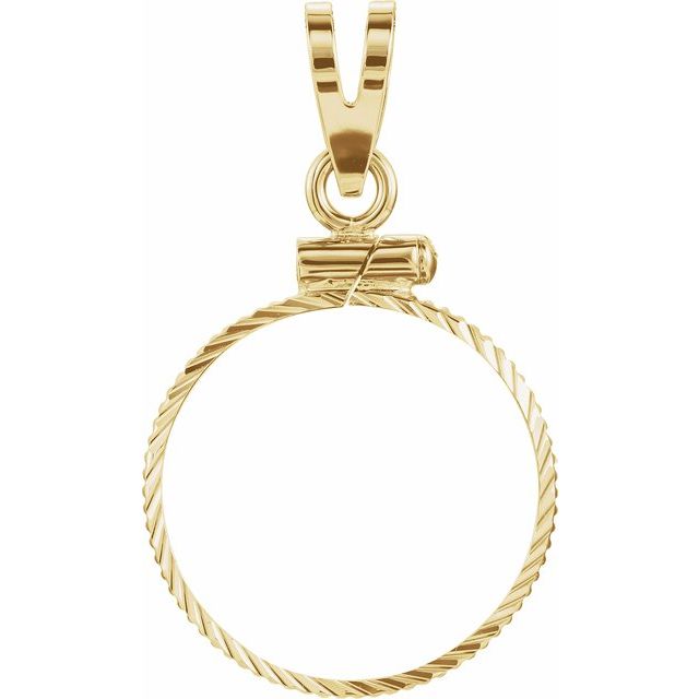 14K Yellow Coin Frame Bezel Pendant Mounting for 16.5x1.1 mm Coin