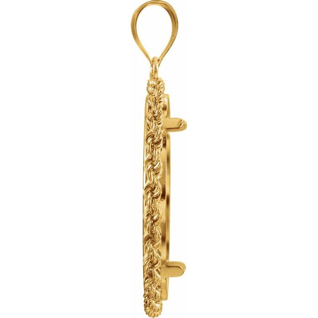 14k Yellow Coin Frame Bezel Pendant Mounting For 27x2.2 Mm Coin