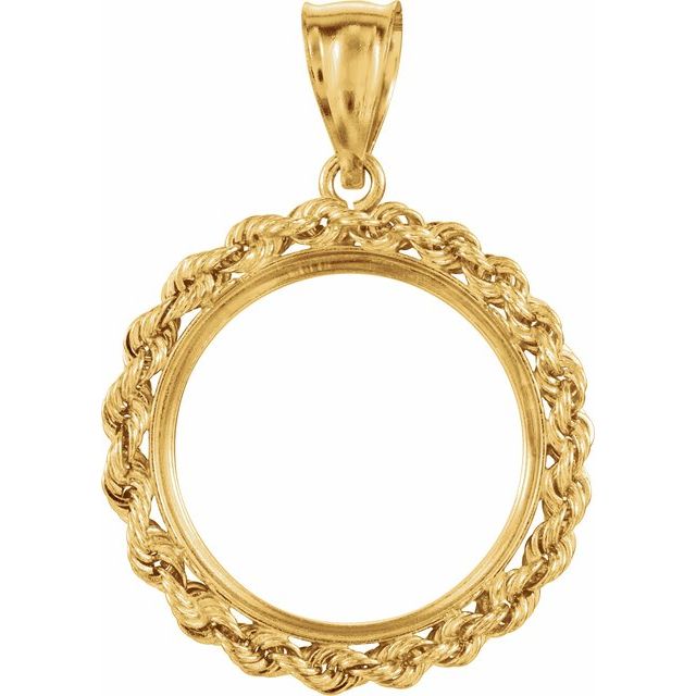 14K Yellow Coin Frame Bezel Pendant Mounting for 19x1.1 mm Coin