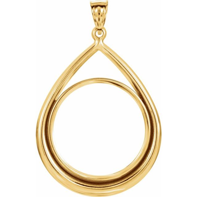 14k Yellow Coin Frame Bezel Pendant Mounting For 27x2.2 Mm Coin