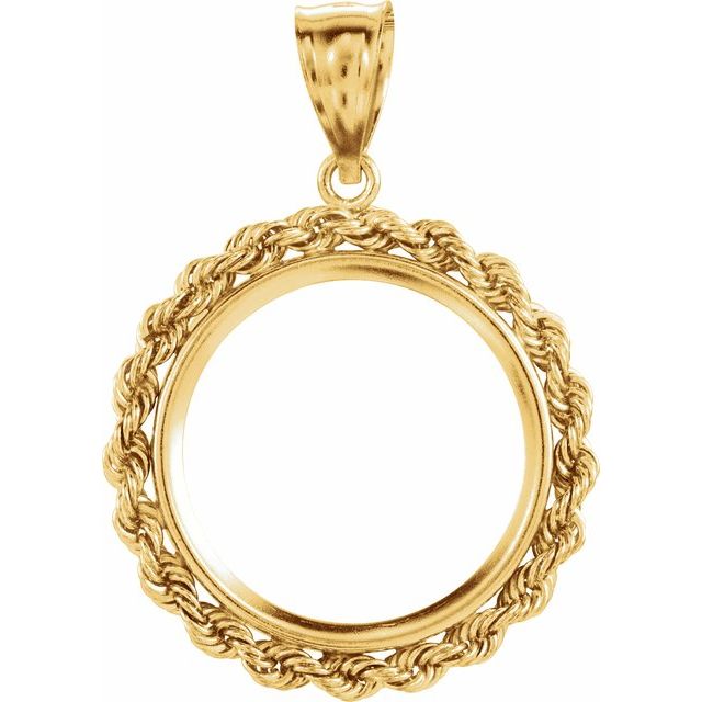 14k Yellow Coin Frame Bezel Pendant Mounting For 20x1.7 Mm Coin