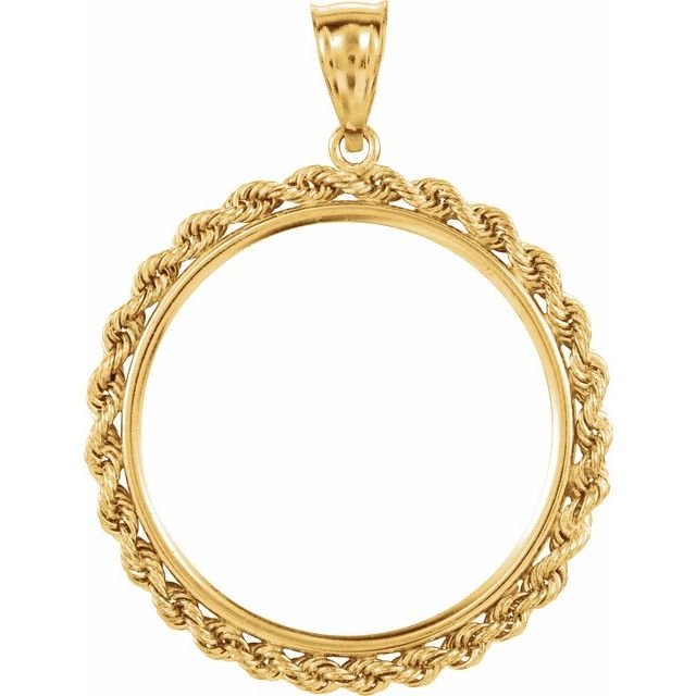 14K Yellow Coin Frame Bezel Pendant Mounting for 27x2 mm Coin
