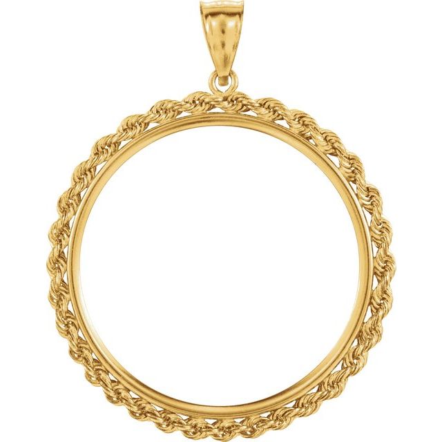 14K Yellow Coin Frame Bezel Pendant Mounting for 32.7x2.7 mm Coin